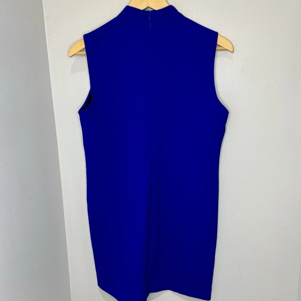 ZARA Sleeveless Mod Retro Mini Dress Blue Medium NEW W Tags Cocktail Women's - Picture 4 of 5